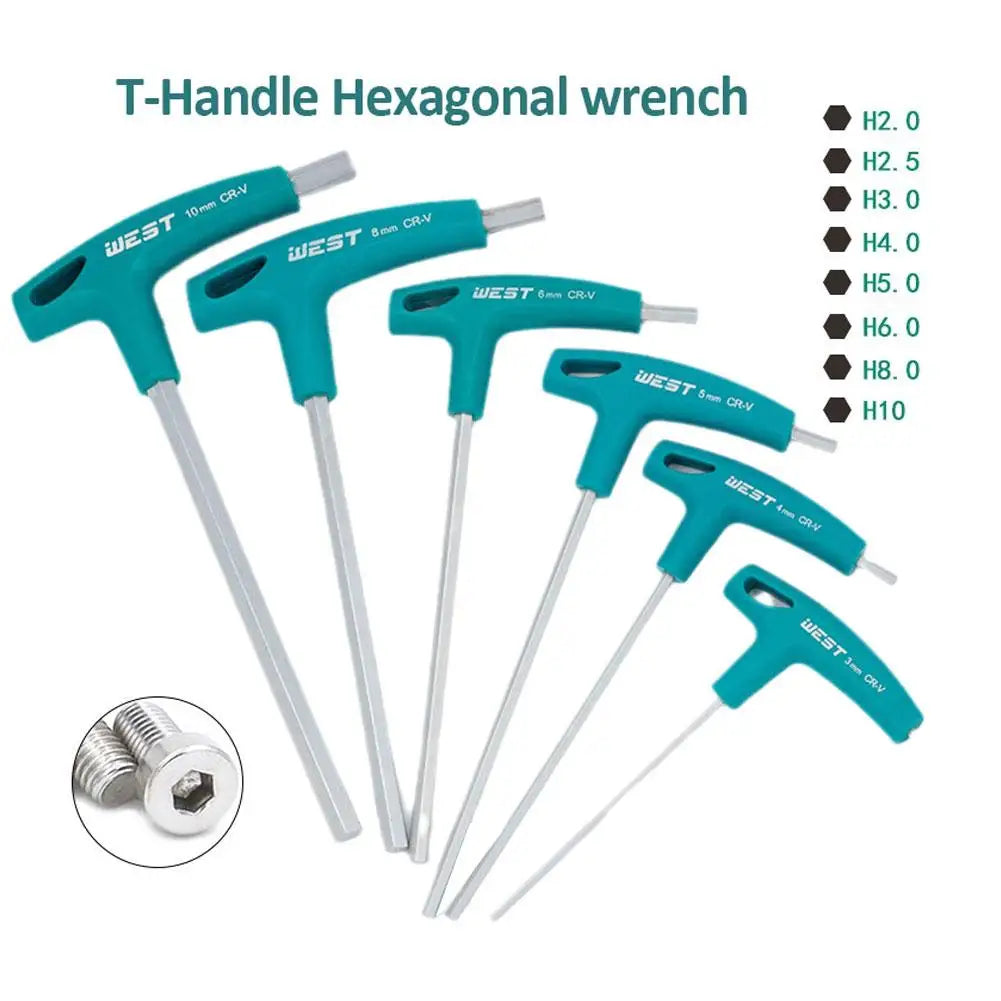 Professional Hex Allen Wrench with T-Handle 2mm 2.5mm 3mm 4mm 5mm 6mm 8mm 10mm Hexagonal Wrench Tools
