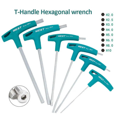 Professional Hex Allen Wrench with T-Handle 2mm 2.5mm 3mm 4mm 5mm 6mm 8mm 10mm Hexagonal Wrench Tools