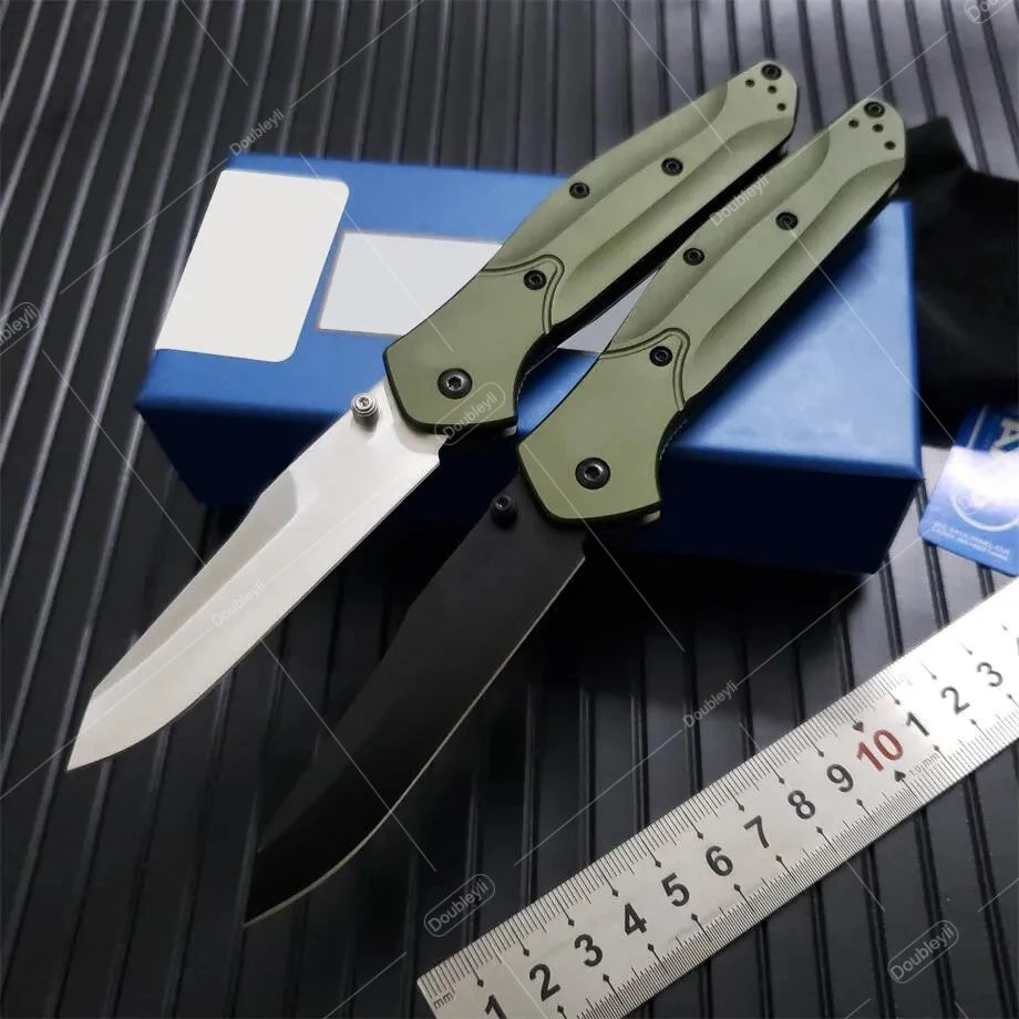 Ideal Gift for Men BM 940 Folding Knife S30V Satin Plain Blade Green / Black Aluminum Handle Compact Utility EDC Tools Camping Outdoor Pocket Knife