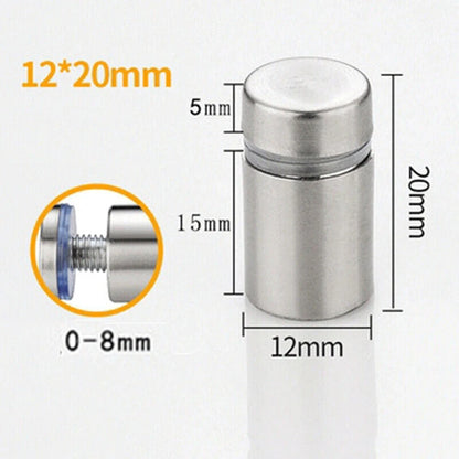 20pcs Advertising Nails 12x20/25/25mm Stainless Steel Screws for Wall Mount Glass/Acrylic Sign Standoff Fixing Screws Hardware
