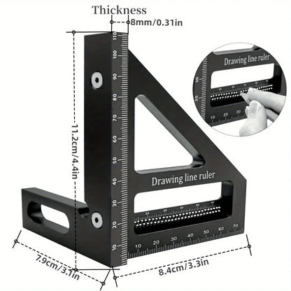 Carpenter Square - Multi-angle Set Square Precision T-square Aluminum Scribing Ruler for Woodworking, Construction and Engineers