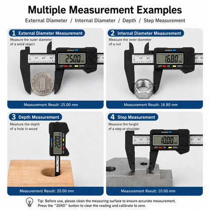 0-150mm Carbon Fiber Digital Vernier Caliper, Dual MM/INCH Unit, Measure Inner/Outer Diameter of Jewelry, Hardware Mechanical Pa