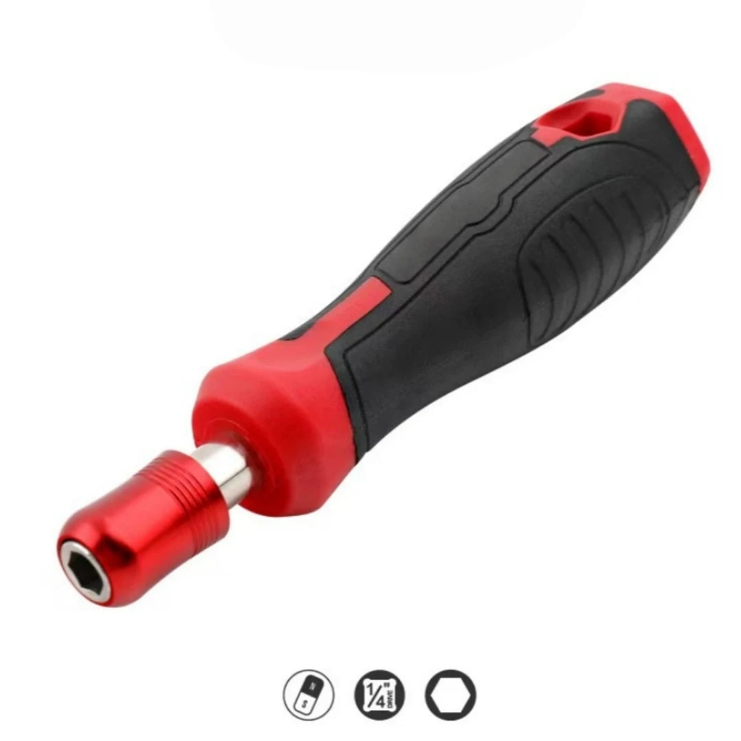 1/4 (6.35mm) Hi-Spec Ratchet Screwdriver Bit Set Multifunctional Magnetic Bit Driver Holder Handle Slotted Hex Torx Phillips Bit