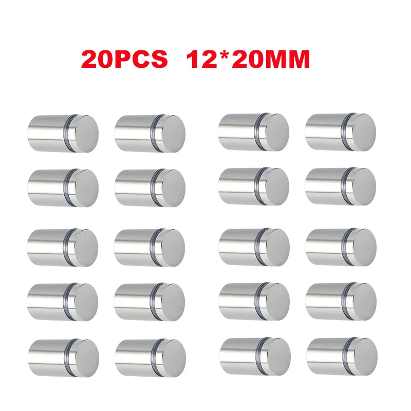 30pcs Advertising Nails 12x20/25/25mm Stainless Steel Screws for Wall Mount Glass/Acrylic Sign Standoff Fixing Screws Hardware