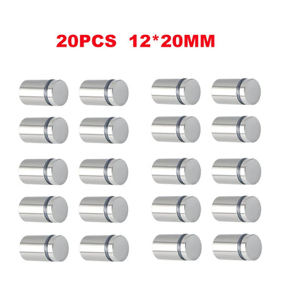 30pcs Advertising Nails 12x20/25/25mm Stainless Steel Screws for Wall Mount Glass/Acrylic Sign Standoff Fixing Screws Hardware