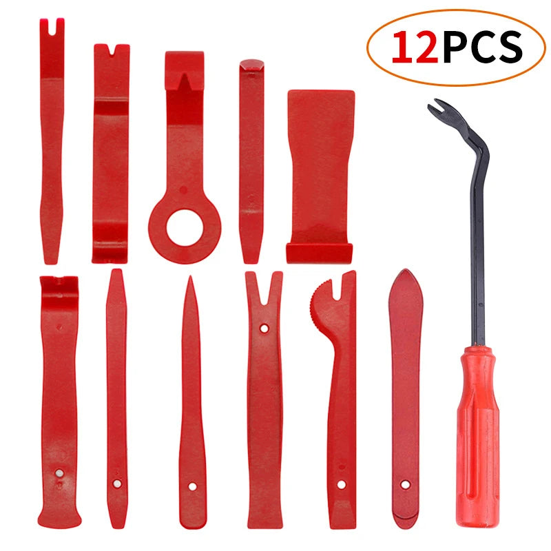 12pcs Auto Door Clip Panel Trim Removal Tools Kits Navigation Blades Disassembly Plastic Car Interior Conversion Repairing Tool
