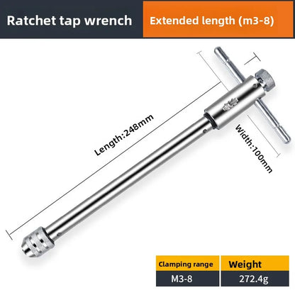 Manual Tap and Die Set with Drill Bits Reamers and Handle Tools for Thread Cutting DIY Hardware Kit Durable Steel