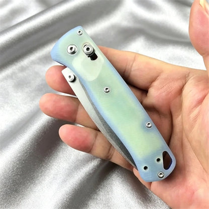 BM 535 Transparent Blue Folding Pocket Knife S30V Blade Non-Slip G10 Handle Portable EDC Tool for Outdoor Camping Daily Use Gift