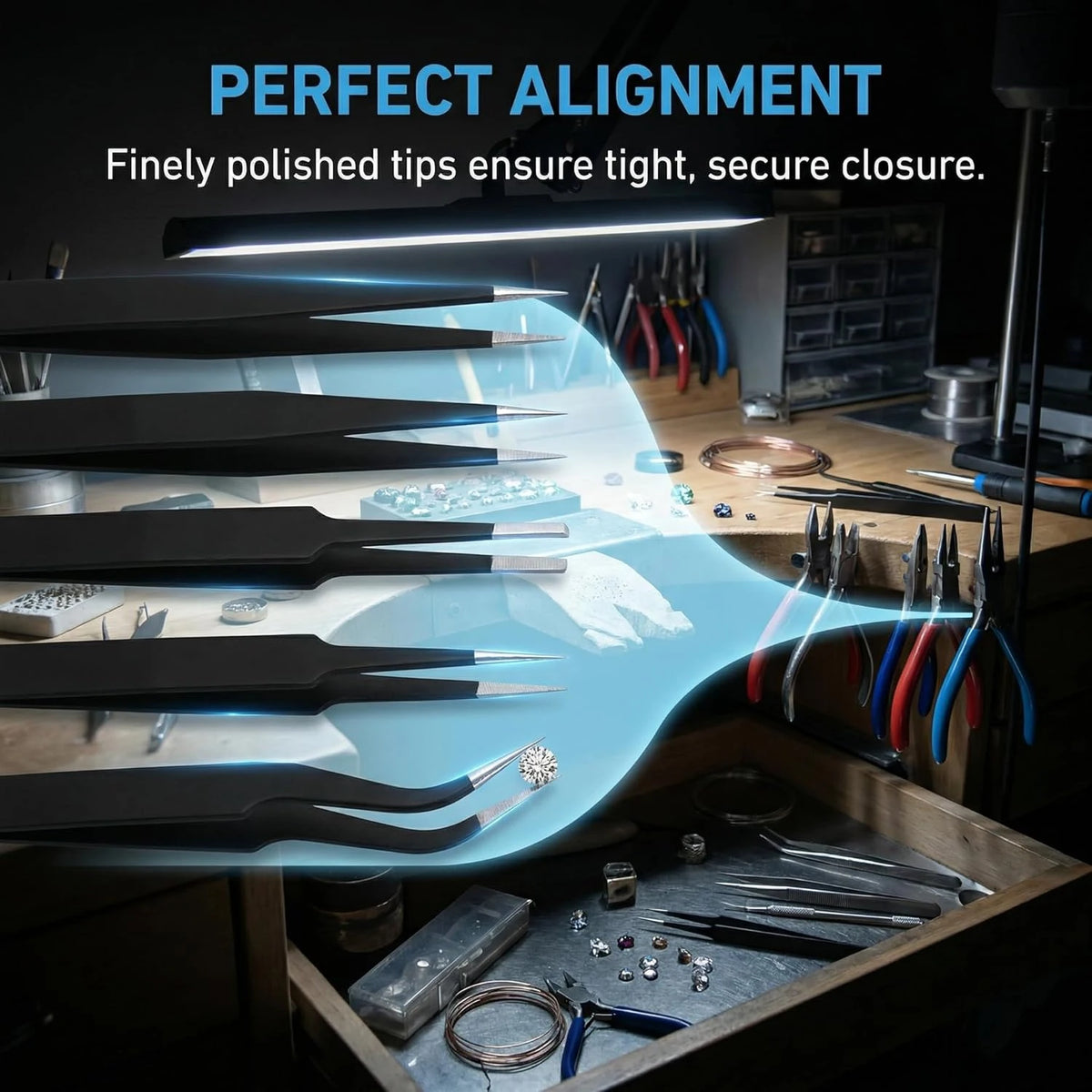 6pcs Precision Tweezer Set ESD Anti-Static Non-magnetic Tweezers for Electronics Craft Laboratory Work Jewelry-Making Hand Tool