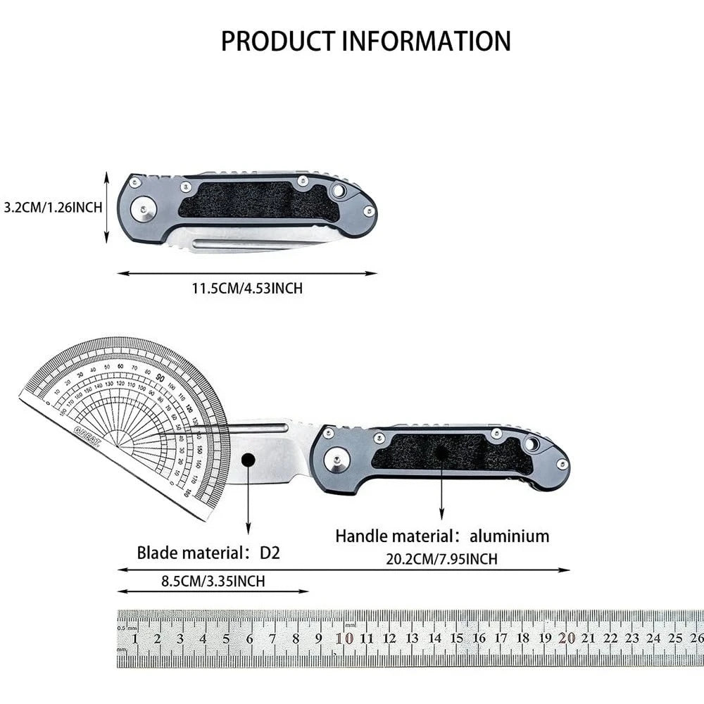 Gen III EDC Folding Pocket Knife D2 High Hardness Blade Sturdy Aluminium Handle with Pocket Clip One Hand Operation, Outdoor Fishing Camping Gear for Carry Daily