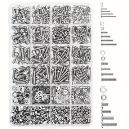 600pcs Stainless Steel Hardware Kit - M2,M3,M4,M5 Sizes with Button Head Screws,Bolts,Washers & Nuts