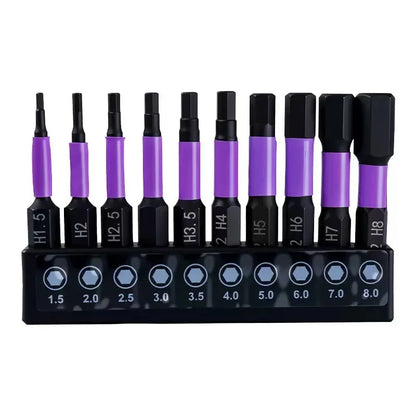 10Pcs Hex Head Wrench Drill Bit With Screwdrivers Bit Holder Set 1/4" Quick Release Shank Magnetic Screwdriver Bit Tools H1.5-H8