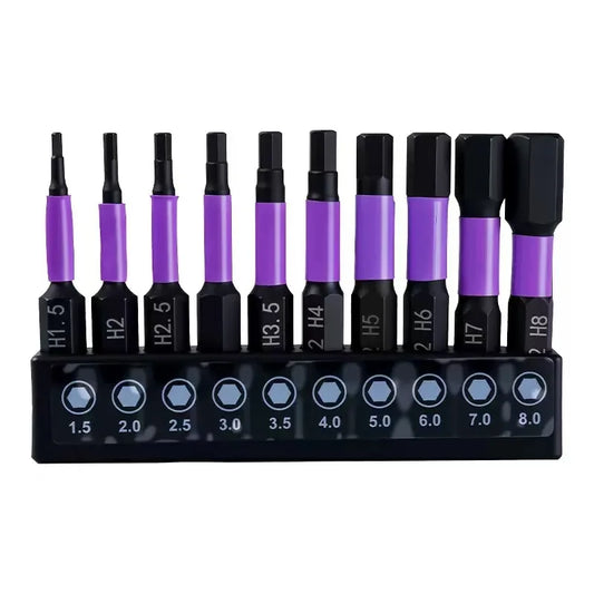 10Pcs Hex Head Wrench Drill Bit With Screwdrivers Bit Holder Set 1/4" Quick Release Shank Magnetic Screwdriver Bit Tools H1.5-H8