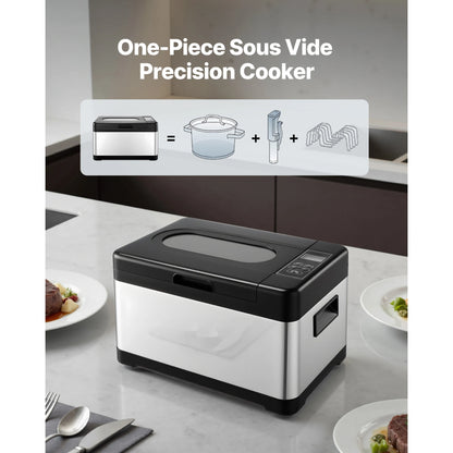 SucceBuy 800 W Sous Vide Cooker  with LED Digital Display Glass Lid Precise Temperature & Timer Control for Family & Friends