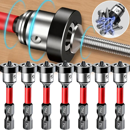 1/3/5pc Magnetic Drywall Screw Setter Bits PH2 Positioning Bits with Removable Aluminum Collar for Sheetrock Plasterboard Screws