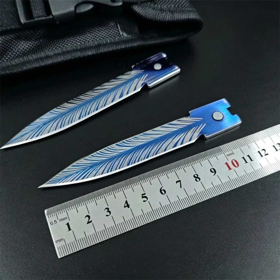 Blue Troodon Knife Outdoor Hunting Survival Tool Multifunctional Pocket Folding Knives with Nylon Sheath