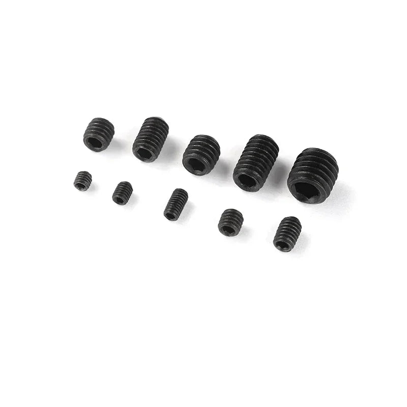 200pcs 304 Stainless Steel Grub Screw Kit M3 M4 M5 M6 M8 Hex Socket Flat Point Set Screws for Machinery Furniture Motorcycle