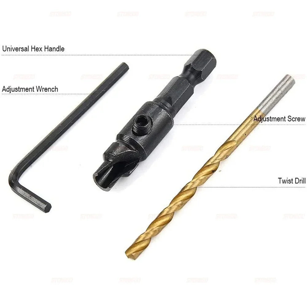 5Pcs Conical Drill Bit Countersink Woodworking Drilling Pilot Holes HSS Universal Counterbore Cutter Screw Hole Drill