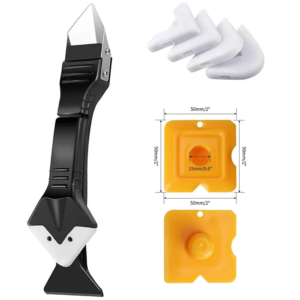 5in1 Silicone Scraper Squeegee Glue Remover Knife Caulking Angle Beauty Crack Trowel Tool Grout Scraper Kit Multifunctional Home