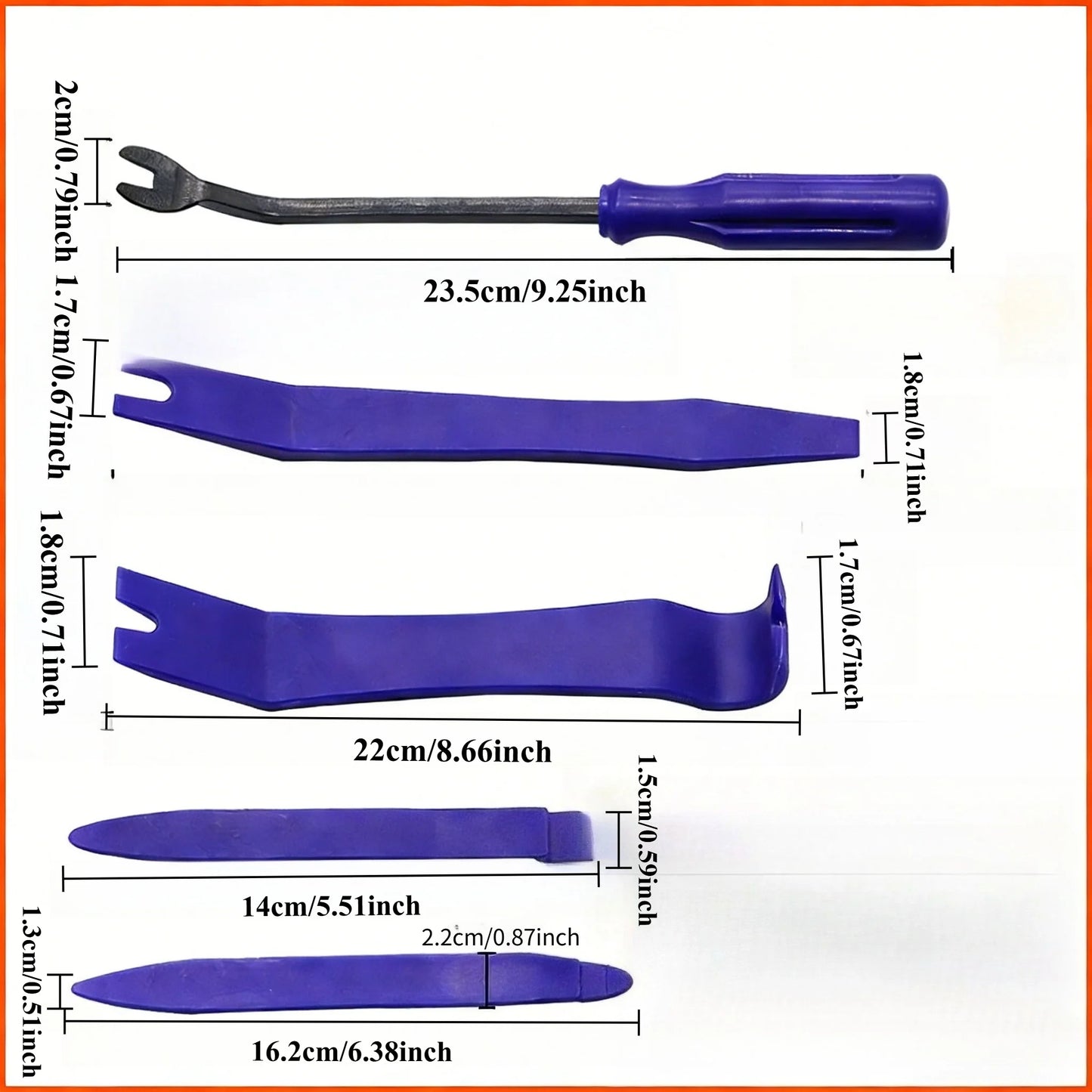 Professional Car Interior Refit Tool Set - Plastic Pry Bars, Fastener Remover & Screwdriver for Audio/Door Panel/Navigation