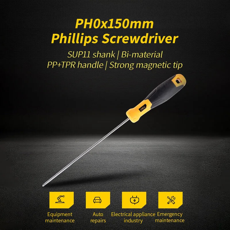 Deli 1 Pcs PH0/PH1/PH2/PH3 Magnetic Philips Screwdriver Household Precision Screw Driver Electrician Portable Repair Hand Tools