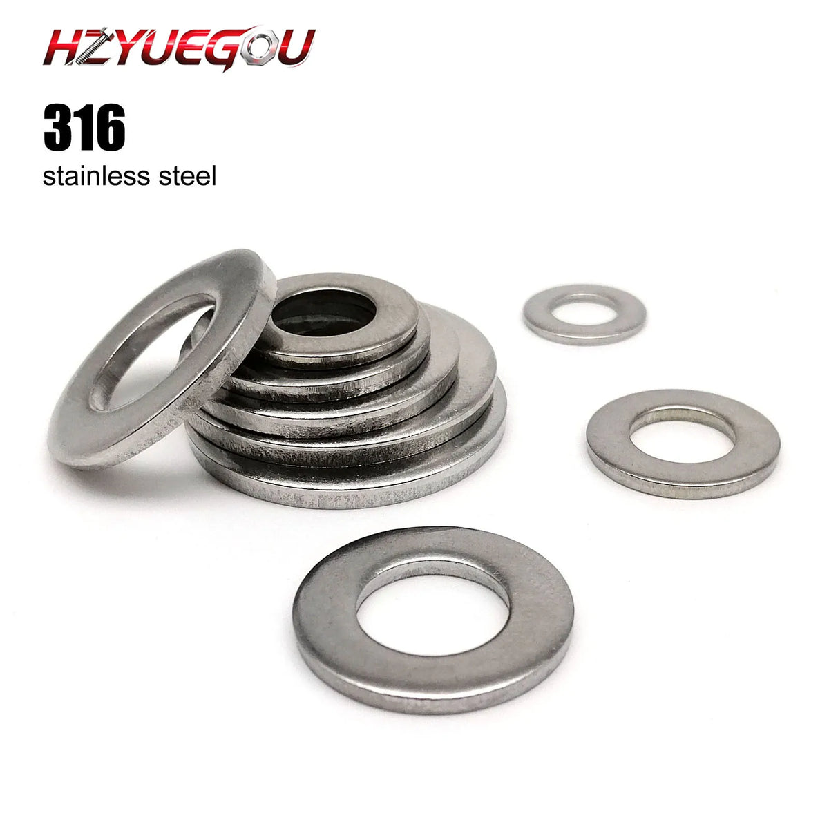 HZYUEGOU M1.6 M2 M2.5 M3 M3.5 M4 M5 M6 M8 M10 M12 M14 M16 M20 M24 GB97 A4 316 Stainless Steel Flat Washer Plain Gasket Ring