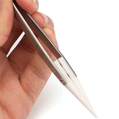Fine Pointed Ceramic Tipped Heat Resistant Stainless Steel Tweezers Industrial Tools for Electronic Soldering