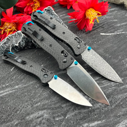 BM 535/533-3 Bugout AXIS LOCK Outdoor Folding Blade Knife Pocket Wilderness Adventure Backpacking Utility Cutter Carbon Fiber Durable Handle Camping Hiking Fishing Compact Tools Gift