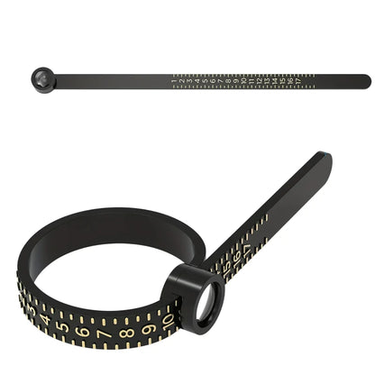 Ring Sizer with Magnifier US UK EU HK Size Scale Finger Measuring Ruler Professional Jewelry Ring Size Tool