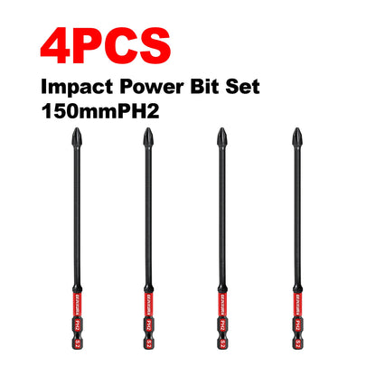 Geinxurn 6 in. Impact Tough #2 Phillips Screwdriver Bits Set, S2 Alloy Steel Impact Tough Screwdriver Power Bit Set