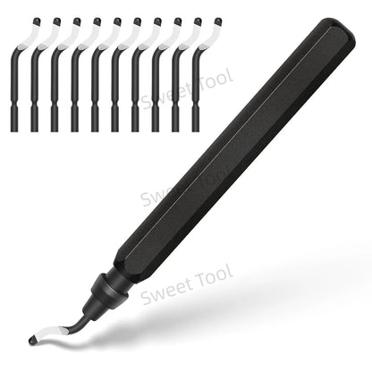 Deburring Tool Metal Handle with 1/10/11 Swivel Blades Burr Removal Reamer Tool for Plastic Metal Copper PVC Resin 3D Printing