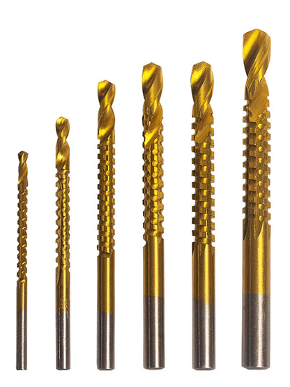 6pcs Titanium-Coated High-Speed Steel Drill Bit Set - Durable, Efficient for Electric Drills