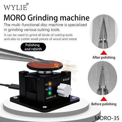 WYLIE MORO-35 Magic Disc Polishing/Grinding Machine for Tweezers Blade Test Probes Repair Tool Metal Wood Jade Grinding Tool