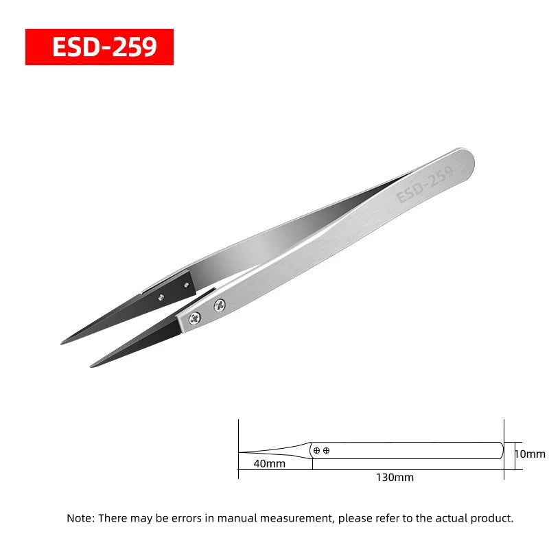 1pc ESD-259 Stainless Steel Precision Pliers-Precision Anti-Static Carbon Fiber Tweezers,Used For Crafts,Jewelry,Electronics