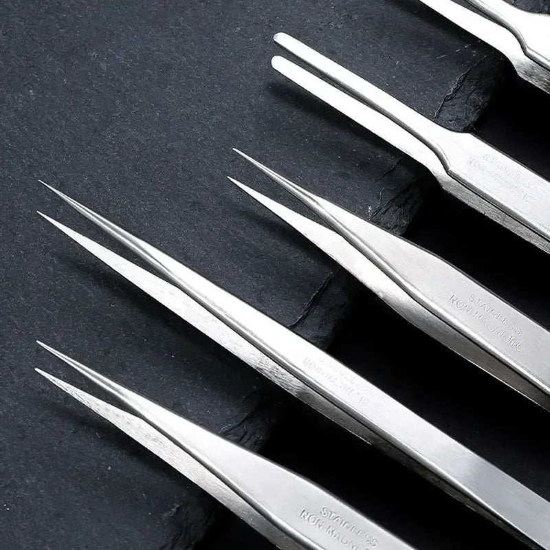 6PCS high-quality stainless steel hand account anti-static precision tweezers, DIY mobile jewelry repair manual tools