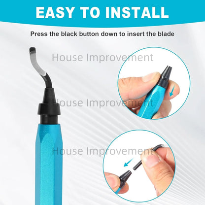 Deburring Tool Set with 11pcs High Speed Steel Swivel Blades Burr Removal Tool for Metal Resin PVC Pipes Copper Plastic Aluminum