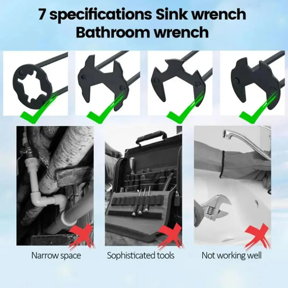 5-in-1 Sink Wrench Multifunctional Carbon Steel Faucet Hose Plumbing Pipe Wrench Bathroom Kitchen Sink Repair Set Hardware Tools