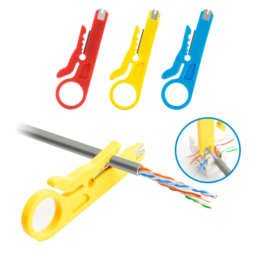 3 Pcs Wire Stripper & Punch Down Tool Set, Multi-Function Stripping Tool for Network, Telephone & Security Cables