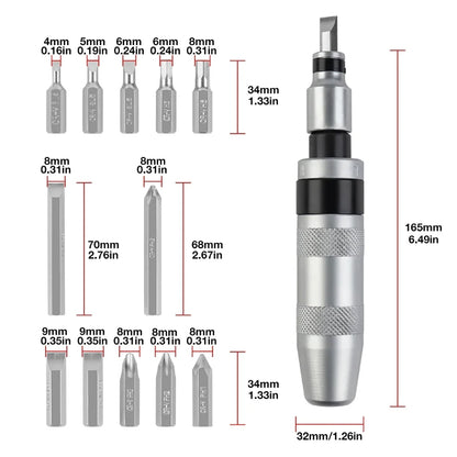 13 Piece Impact Screwdriver Set Hand Impact Driver Bits Heavy Duty Combination Impact Hardware Bits Corrector Screwdriver Set