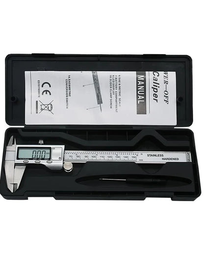 6 Inch 150mm Digital Vernier Caliper Stainless Steel Micrometer Measuring Tool Depth Ruler