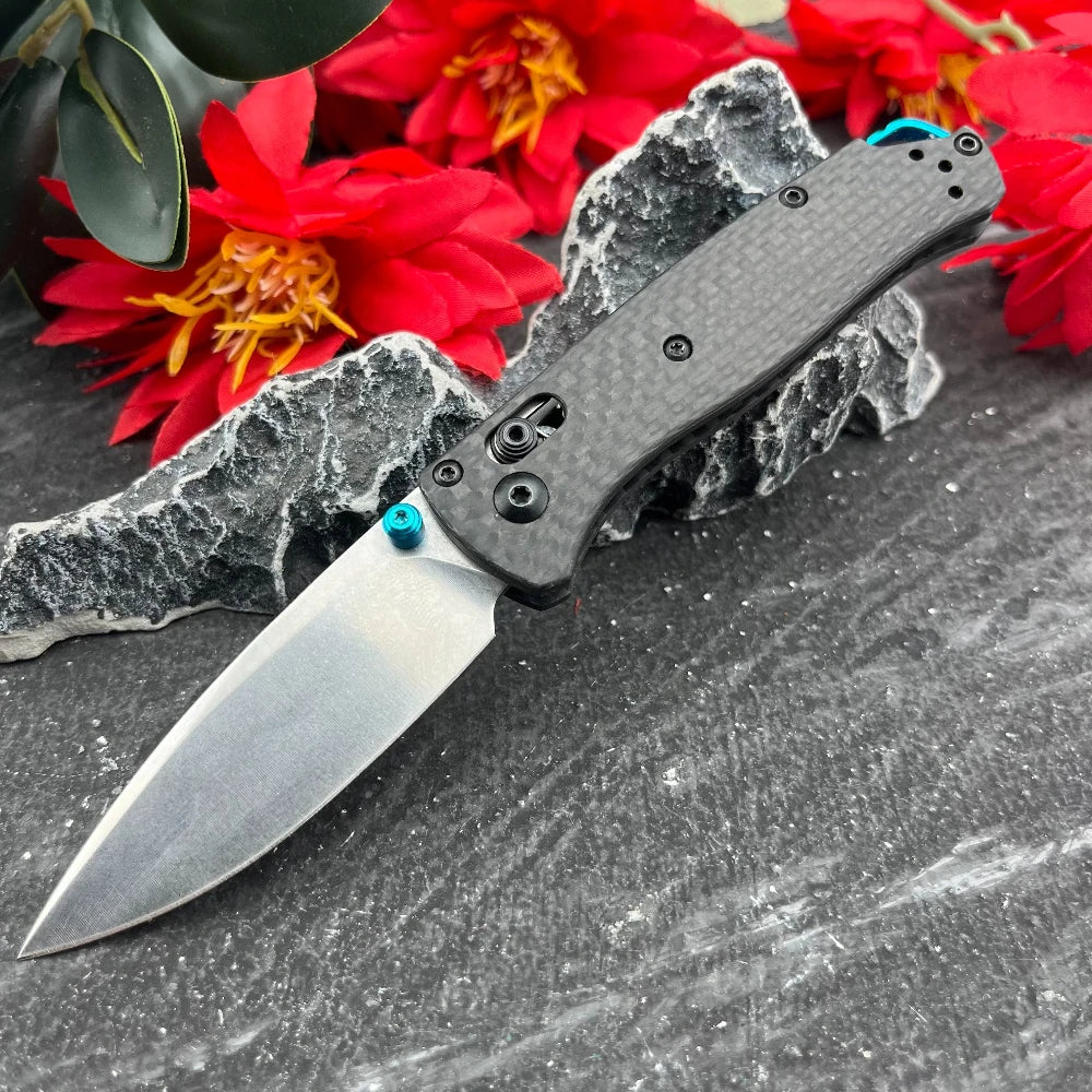 BM 535/533-3 Bugout AXIS LOCK Outdoor Folding Blade Knife Pocket Wilderness Adventure Backpacking Utility Cutter Carbon Fiber Durable Handle Camping Hiking Fishing Compact Tools Gift