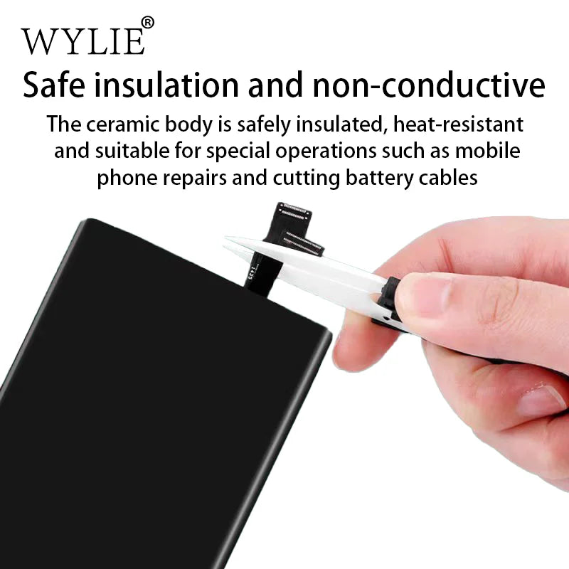 WYLIE Ceramic Scissors High Hardness Anti-Static Short-Circuit Proof Anti-Magnetic for Phone Repair Cutting Flex Cables Tool
