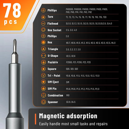 42/80 in 1 Precision Screwdriver Set with Magnetizer/Demagnetizer for Phone Computer Watch Laptop Doorbell Eyeglass  Electronic