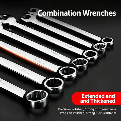 WEELEE 6-32mm Combination Wrench Metric Plum Blossom Ring Open-ended Spanner Hardware Parts Automotive Repair Wrench Hand Tools