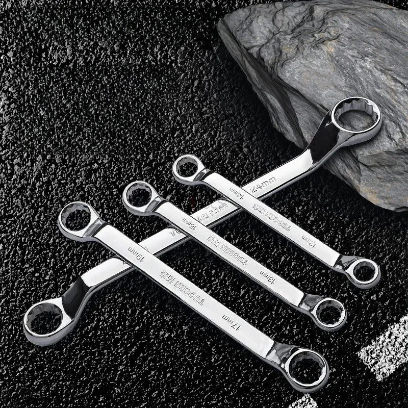 6pc Double Head Plum Blossom Wrench Set, 45° Angle, High-Carbon Steel