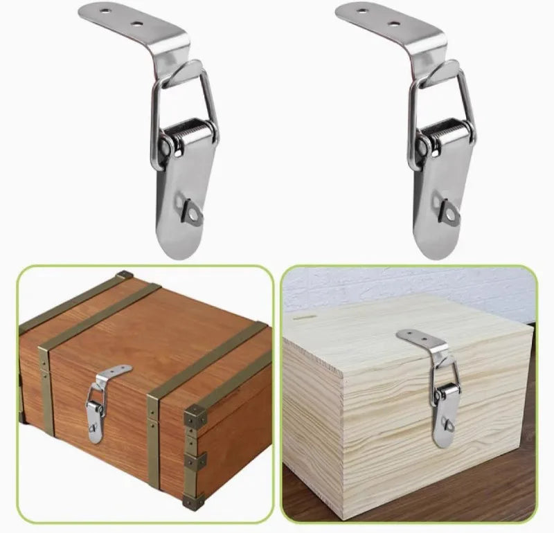 90 Degree Duck Mouth Hasp Lock Silver Metal Spring Hook for Wood Box