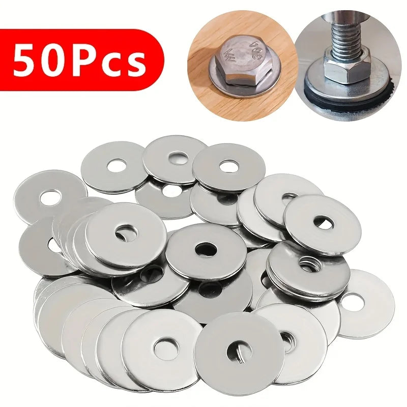 50PCS M6 Flat Washers 304 Stainless Steel Heavy Duty Metal Gaskets Corrosion Resistant for Indoor Outdoor Fastening 6x20mm