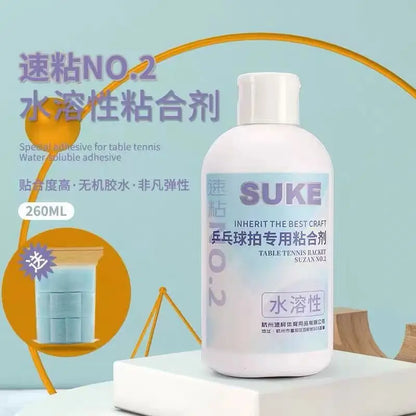 Suku No.15 Table Tennis Inorganic Glue | High Concentration Water-Soluble Adhesive for Racket Bonding | Bonus Sponge Wipe