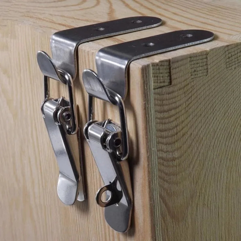 90 Degree Duck Mouth Hasp Lock Silver Metal Spring Hook for Wood Box