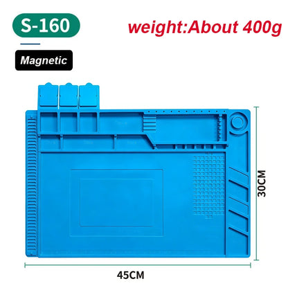 Magnetic Mat Silicone Repair Mat Circuit Board Soldering Pad Heat Resistant 932°F Anti-Static for ESD Iron Phone Repair